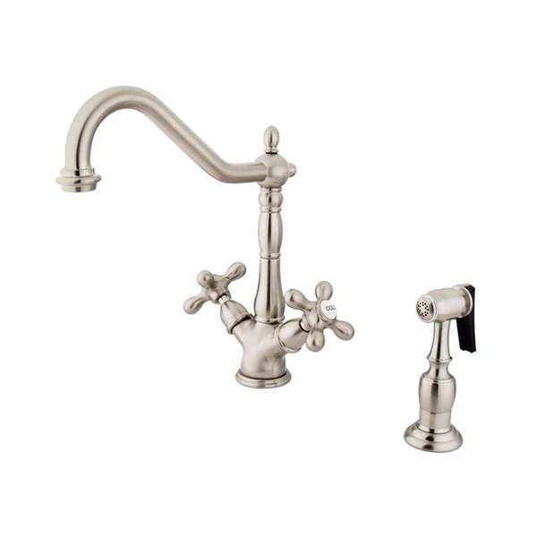 Elements of Design Satin Nickel 12-in Cross-Handle Deck Mount Kitchen ...