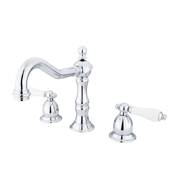 Elements of Design Baltimore 7.44-in Chrome Porcelain Lever Handle Widespread Bathroom Sink Faucet