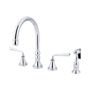 Elements of Design Silver Sage Chrome 2-Handle Deck Mount High-Arc Kitchen Faucet With Sprayer