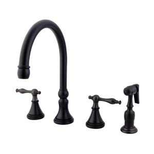 Elements of Design Oil-Rubbed Bronze 2-Handle Deck Mount High-Arc Kitchen Faucet