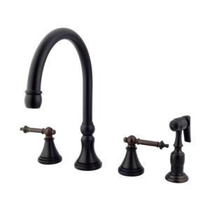 Elements of Design Tuscany Oil-Rubbed Bronze 2-Handle Deck Mount High-Arc Kitchen Faucet With Sprayer