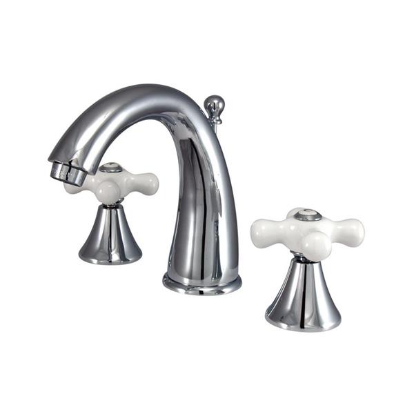 Elements of Design Chrome Porcelain Cross Handle Widespread Bathroom