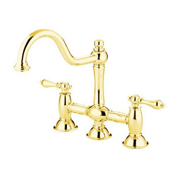 Elements Of Design Chicago Polished Brass 2 Handle Deck Mount Bridge Kitchen Faucet Es3782al Rona