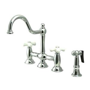 Elements of Design Restoration Chrome 2-Handle Deck Mount Bar and Prep Kitchen Faucet With Side Spray