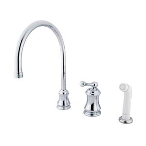 Elements of Design Chicago Chrome 1-Handle Deck Mount High-Arc Kitchen Faucet With Sprayer