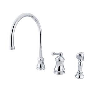 Elements of Design Chicago Chrome 1-Handle Deck Mount High-Arc Kitchen Faucet With Sprayer