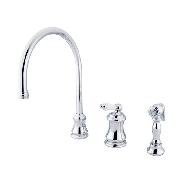Elements of Design Chicago Chrome 13-in Level Handle Deck Mount High-Arc Kitchen Faucet with Sprayer