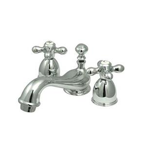 Elements of Design Chicago 4-in Chrome Metal Cross Handle Mini Widespread Bathroom Faucet