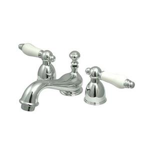 Elements of Design Chicago 4-in Chrome Porcelain Lever Handle Mini Widespread Bathroom Faucet