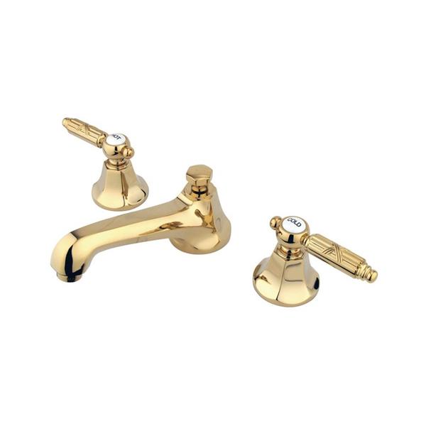 Elements of Design New York Polished Brass Georgian lever handle Widespread Bathroom Sink Faucet