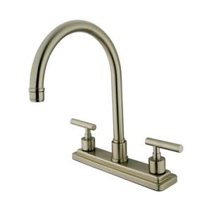 Elements of Design Manhattan Satin Nickel 12.5-in 2-Handle Deck Mount High-Arc Kitchen Faucet