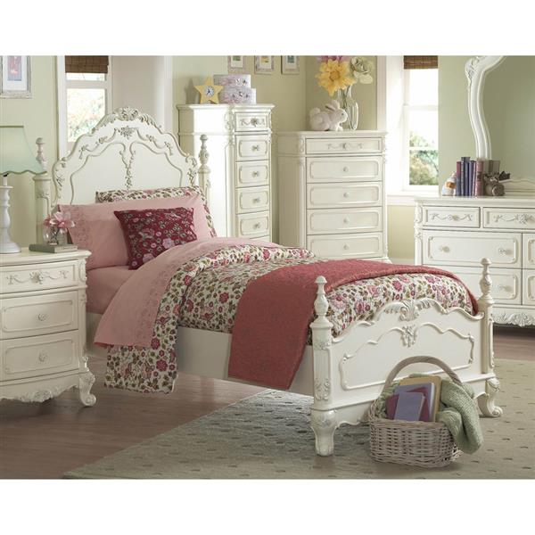 Homelegance Cinderella White Victorian Twin Bed Frame 1386t