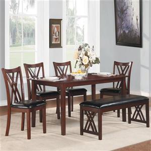 Homelegance Brooksville Cherry 36-in x 60-in 6-Piece Dining Set with Dining Table