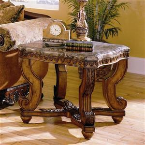 Homelegance Tarantula Burnished Brown Cherry Granite and Marble Ornate End Table
