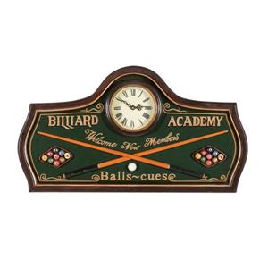 RAM Game Room Products Green Hand Painted Billiard Academy Wall Clock