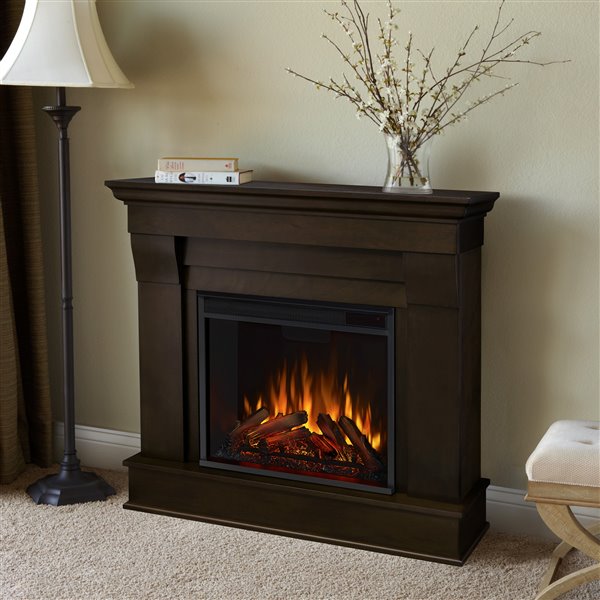 Real Flame 40.9-in W Dark Walnut LED Electric Fireplace