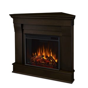 Real Flame Chateau 40.9-in Corner Infrared Electric Fireplace in Dark Walnut