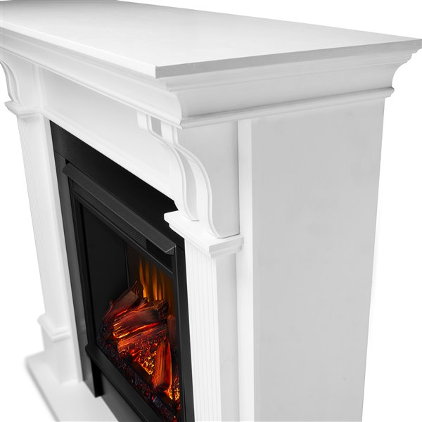 Real Flame 48-in W White wood LED Electric Fireplace with thermostat