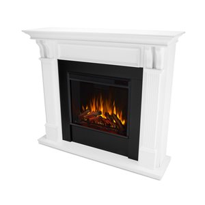 Real Flame 48-in W White wood LED Electric Fireplace with thermostat