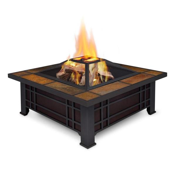 Real Flame Black Steel Morrison Square Fire Pit