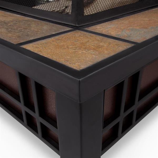 Real Flame Black Steel Morrison Square Fire Pit