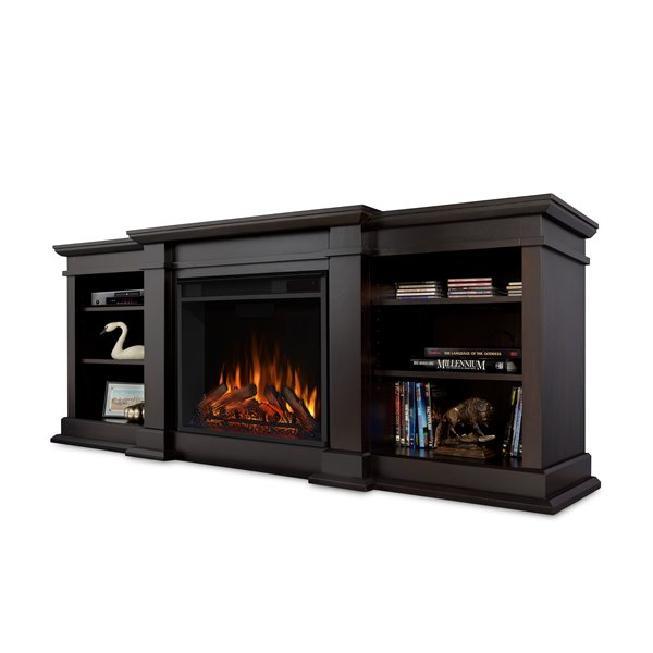 Real Flame 72-in W Dark Walnut LED Electric Fireplace