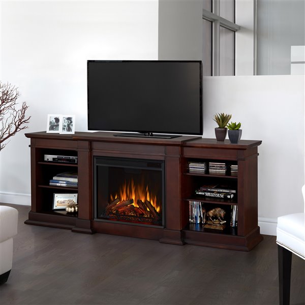 Real Flame 72-in W Dark Walnut LED Electric Fireplace