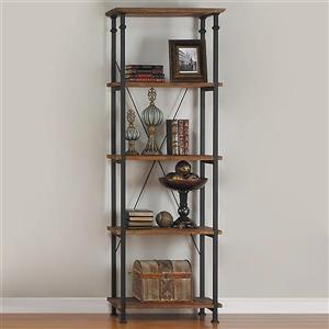 Homelegance Factory 74.50-in x 15-in x 26-in Rustic Oak Metal 4-Shelf Bookcase