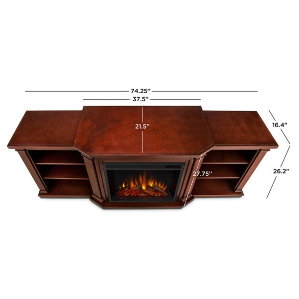 Real Flame 74.25-in W Dark Mahogany Fan-forced Electric Fireplace