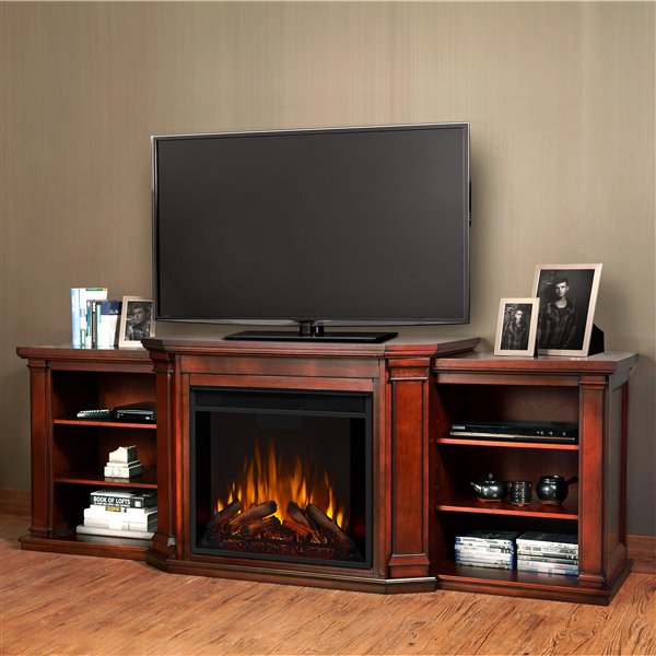 Real Flame 74.25-in W Dark Mahogany Fan-forced Electric Fireplace