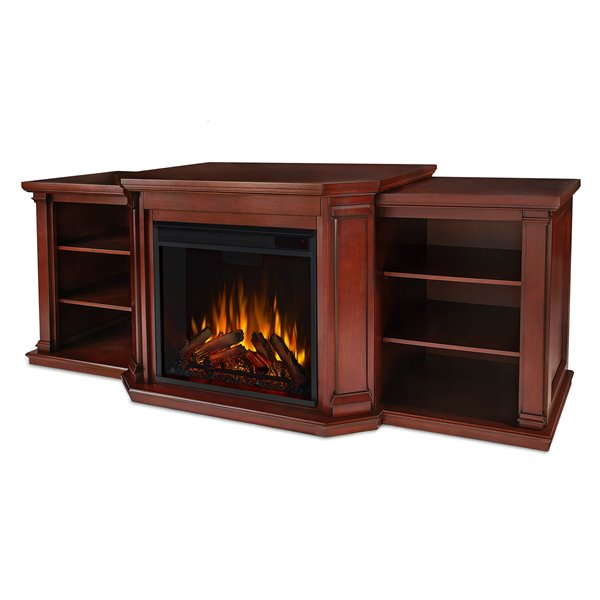 Real Flame 74.25-in W Dark Mahogany Fan-forced Electric Fireplace