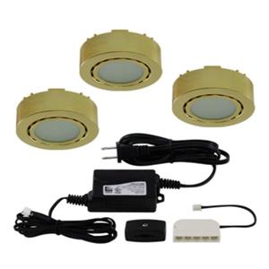 Liteline Corporation LED 4K 12V 2W Polished Brass 3-Puck Light Kit