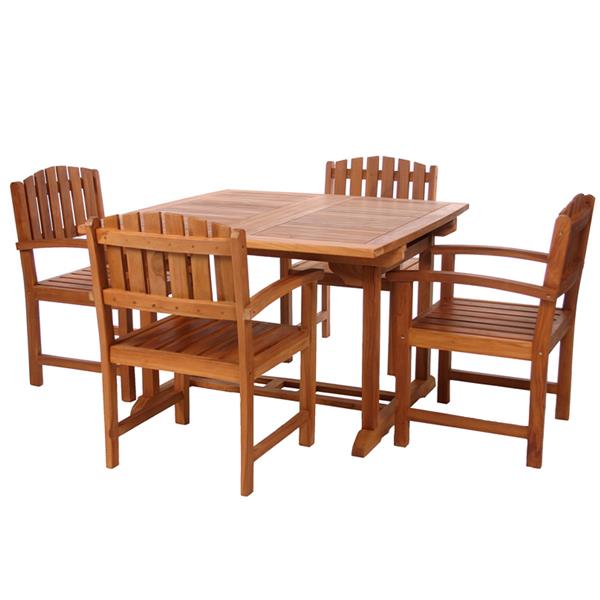 All Things Cedar 5 Piece Teak Butterfly Extension Outdoor Dining