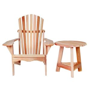 All Things Cedar 2pc Clear Western Red Cedar Tripod Table and Adirondack Chair Set
