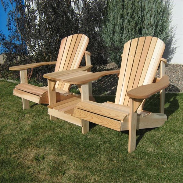 All Things Cedar Muskoka Natural Tête-à-Tête Adirondack Chair Set