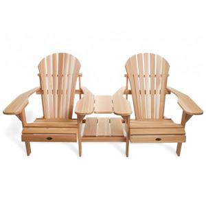 All Things Cedar Muskoka Natural Tête-à-Tête Adirondack Chair Set