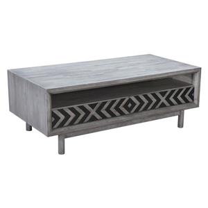 Zuo Modern Raven Coffee Table - 48-in x 24-in x 17.5-in - Chevron Pattern - Grey