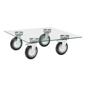 Zuo Modern Belle Coffee Table with Wheels - 40.2-in x 40.2-in - Clear Glass