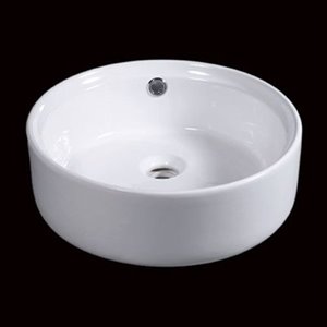 EAGO 15.75-in White Round Counter Top Vessel Sink