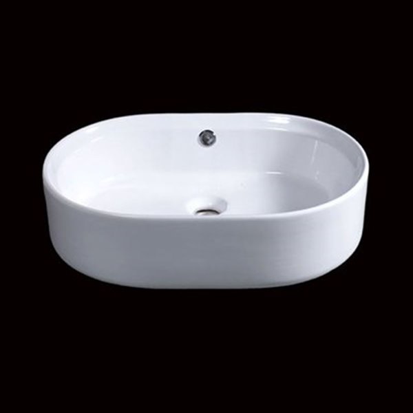 EAGO 15.38in White Oval Counter Top Vessel Sink BA132 RONA