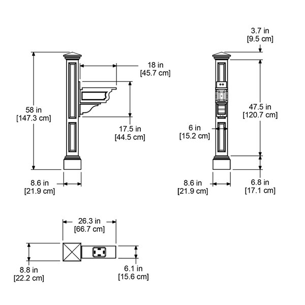 Mayne Charleston 2-ft White In Ground Mailbox Post