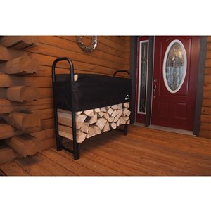 Shelterlogic Firewood Rack with Black Powder-Coated Finish and Polyester with Cover, 4 ft