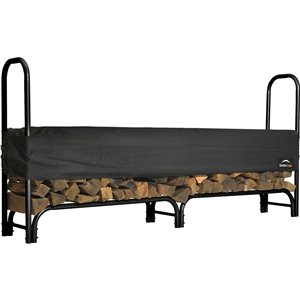 Shelterlogic Firewood Rack with Black Powder-Coated Finish and 2-Way Adjustable Polyester with Cover, 8 ft