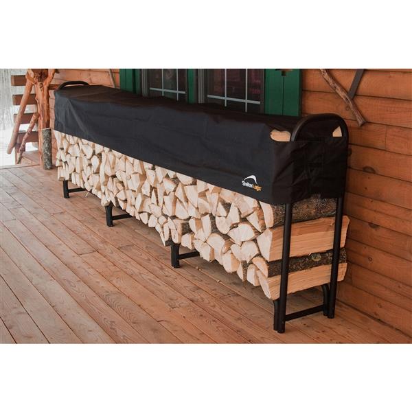 ShelterLogic Heavy Duty Firewood Rack with Cover - 12-ft - Black