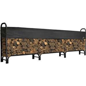 ShelterLogic Heavy Duty Firewood Rack with Cover - 12-ft - Black