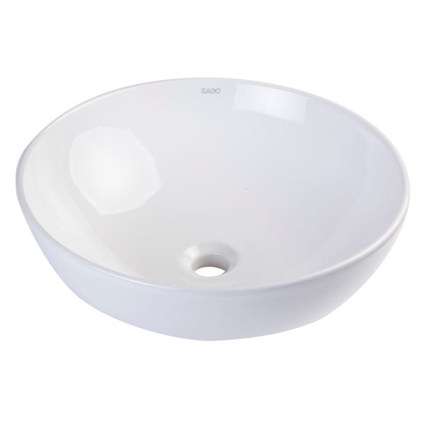 EAGO 17.88-in White Round Porcelain Basin Vessel Sink