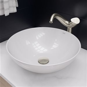 EAGO 17.88-in White Round Porcelain Basin Vessel Sink