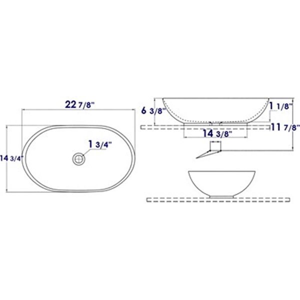 EAGO 14.25-in White Oval Porcelain Basin Vessel Sink