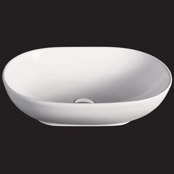 EAGO 14.25-in White Oval Porcelain Basin Vessel Sink