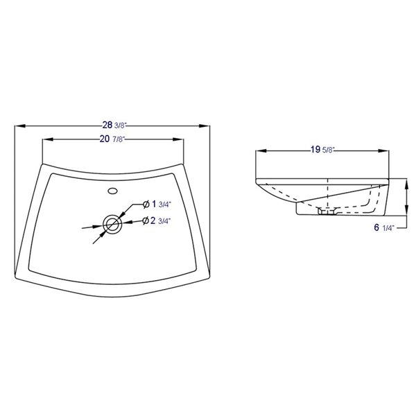 EAGO 19.62-in White Rectangular Porcelain Vessel Sink